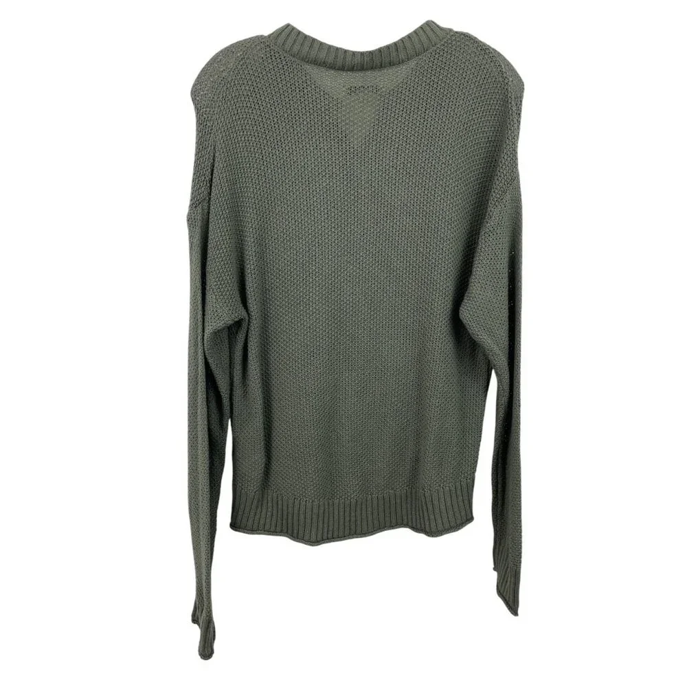 American Eagle Outfitters Womens Sage Green Knit Henley Sweater Size Small - Picture 2 of 7